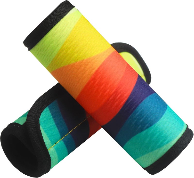 Gowraps Luggage Handle Wrap 2 Pack Luggage Handle Wraps for Suitcase Bright Neoprene Luggage Handle Covers/Extender/Identifiers-Travel Accessories Must Haves (Rainbow-2 Pack) - Image 1